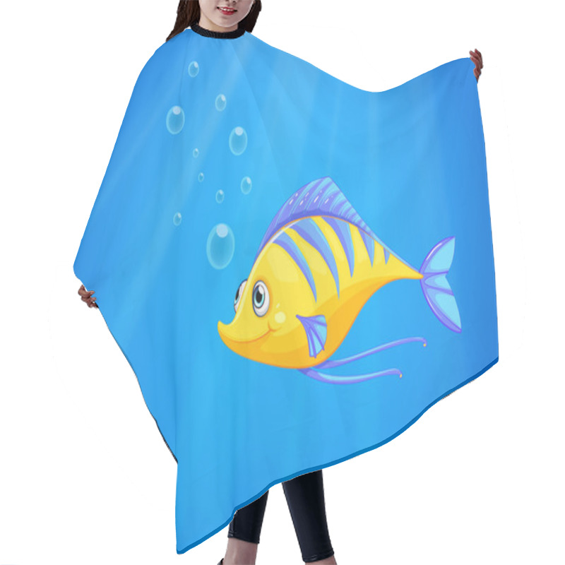 Personality  A Hungry Yellow Fish Under The Sea Hair Cutting Cape