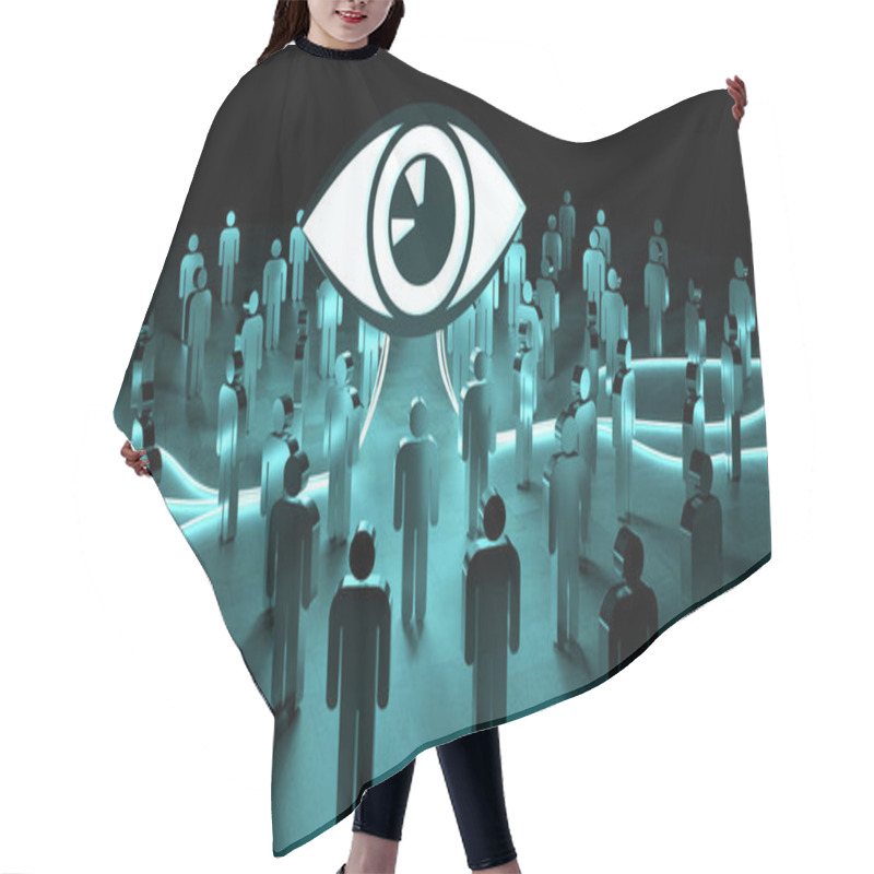 Personality  Big Eye Watching A Group Of People 3D Rendering Hair Cutting Cape