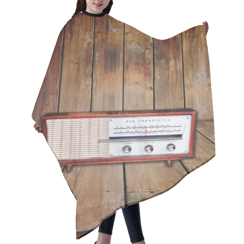 Personality  Old Radio On Wood Background Hair Cutting Cape