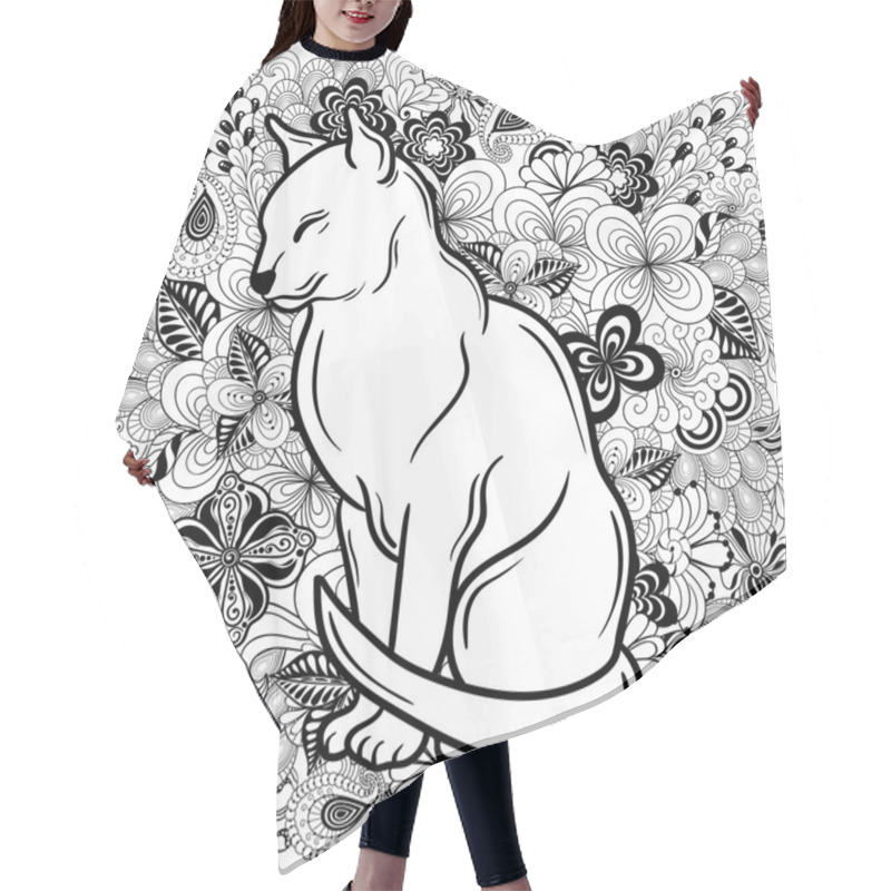 Personality  Cat  Doodle Illustration Hair Cutting Cape