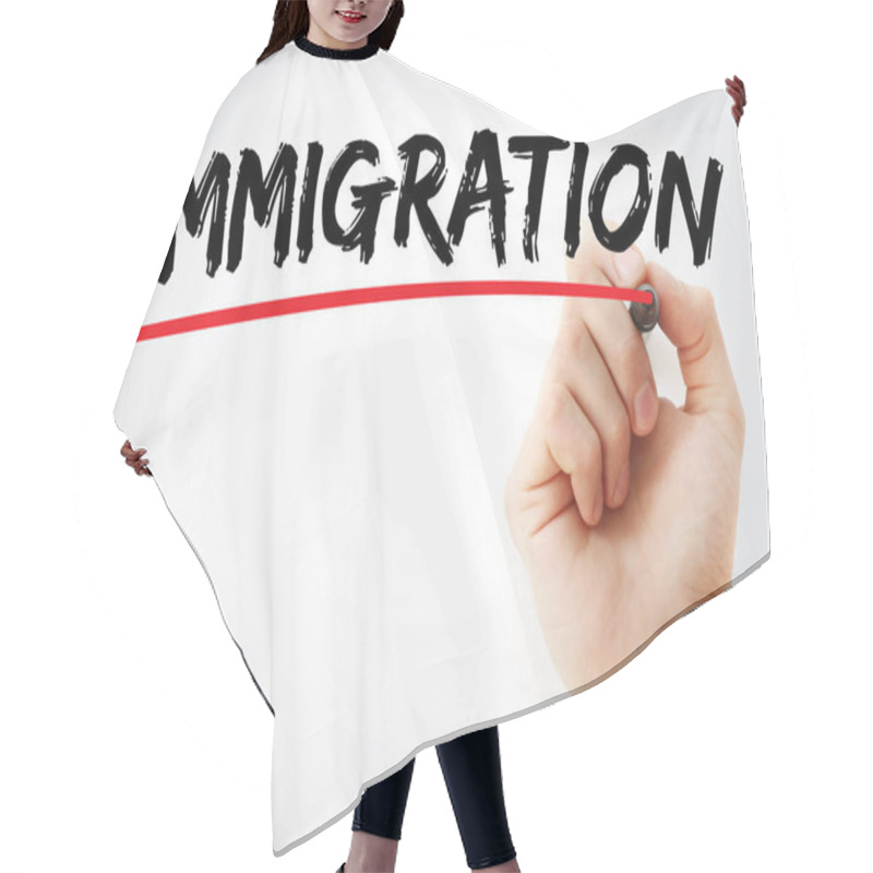 Personality  Hand Writing Immigration With Marker Hair Cutting Cape