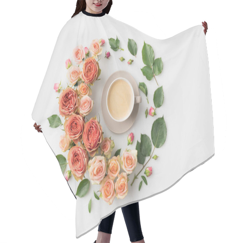 Personality  Flower Wreath With Coffee Cup Hair Cutting Cape