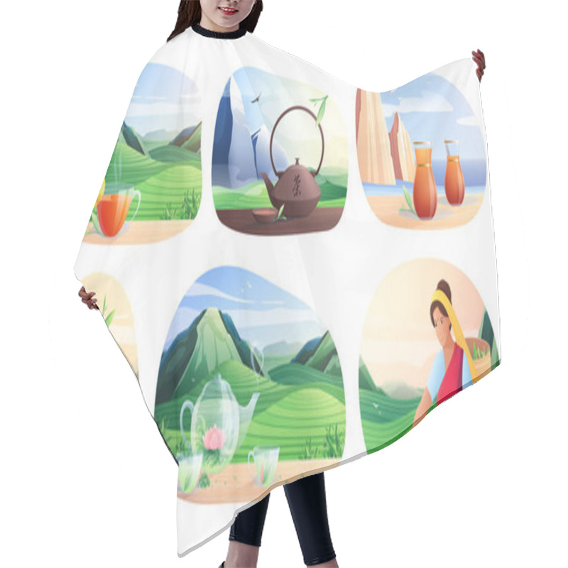 Personality  Natural Tea Production Flat Compositions Hair Cutting Cape