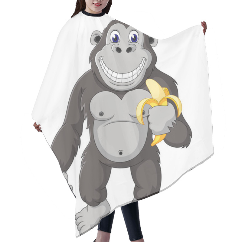 Personality  Funny Gorilla Cartoon Of Illustration Hair Cutting Cape