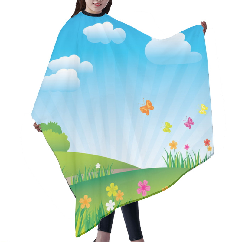 Personality  Beautiful Spring Landscape Hair Cutting Cape