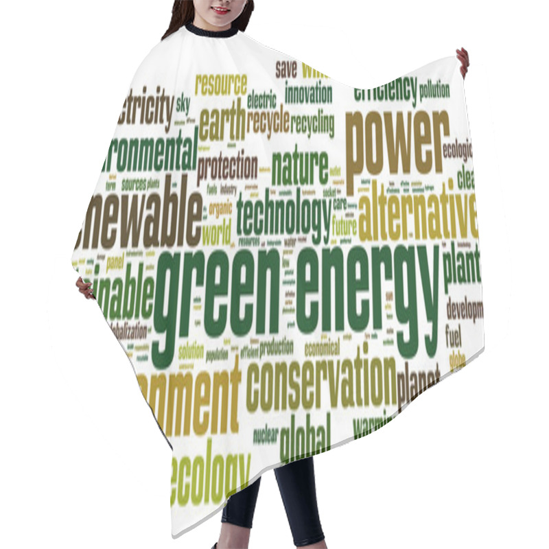 Personality  Green Energy Word Cloud Hair Cutting Cape