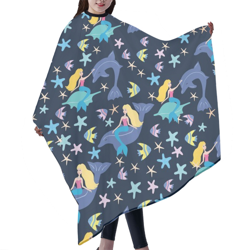 Personality  Mermaids And Fish Pattern Hair Cutting Cape