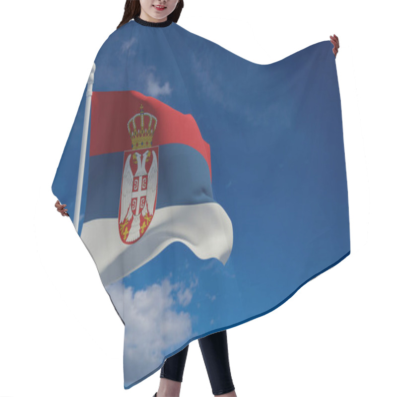 Personality  He Republic Of Serbia National Flag, Waving In The Wind. 3d Rendering, CGI Hair Cutting Cape