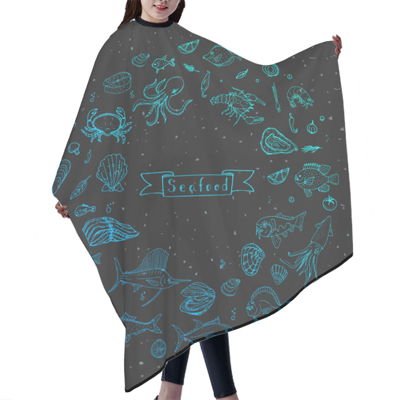 Personality  Seafood Icons Set Hair Cutting Cape