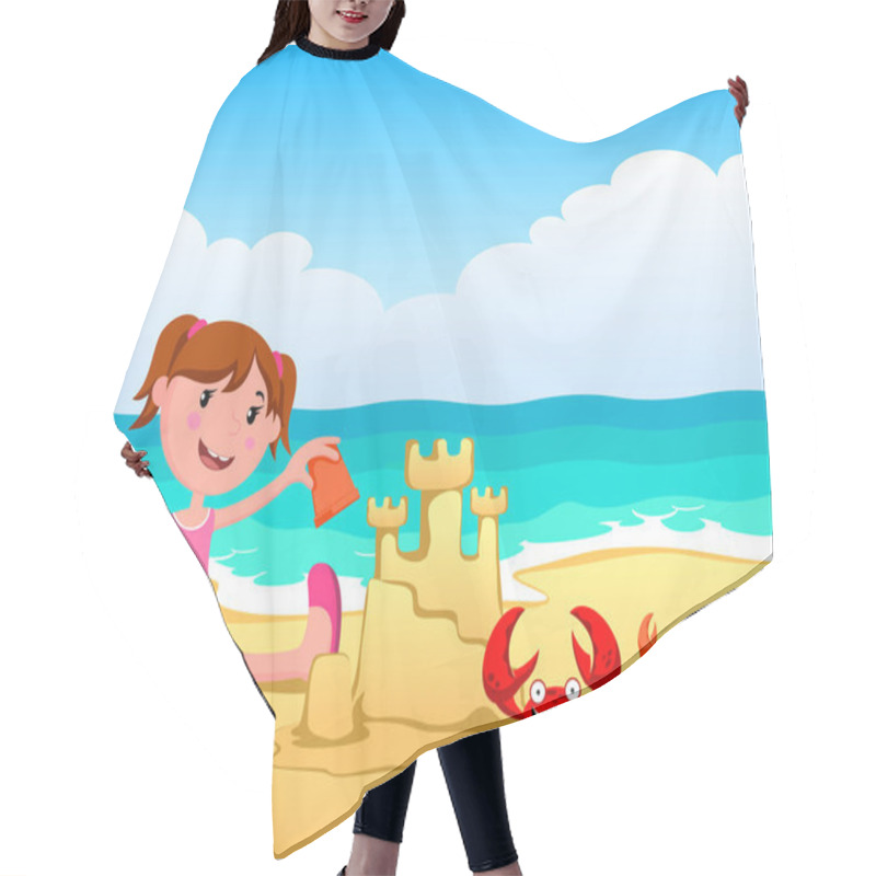 Personality  Girl In The Sea, Build A Sand Castle Hair Cutting Cape