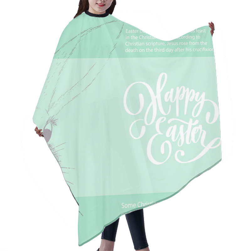 Personality  Fluffy Bunny - Happy  Easter  Holiday Card  Vector. Hair Cutting Cape