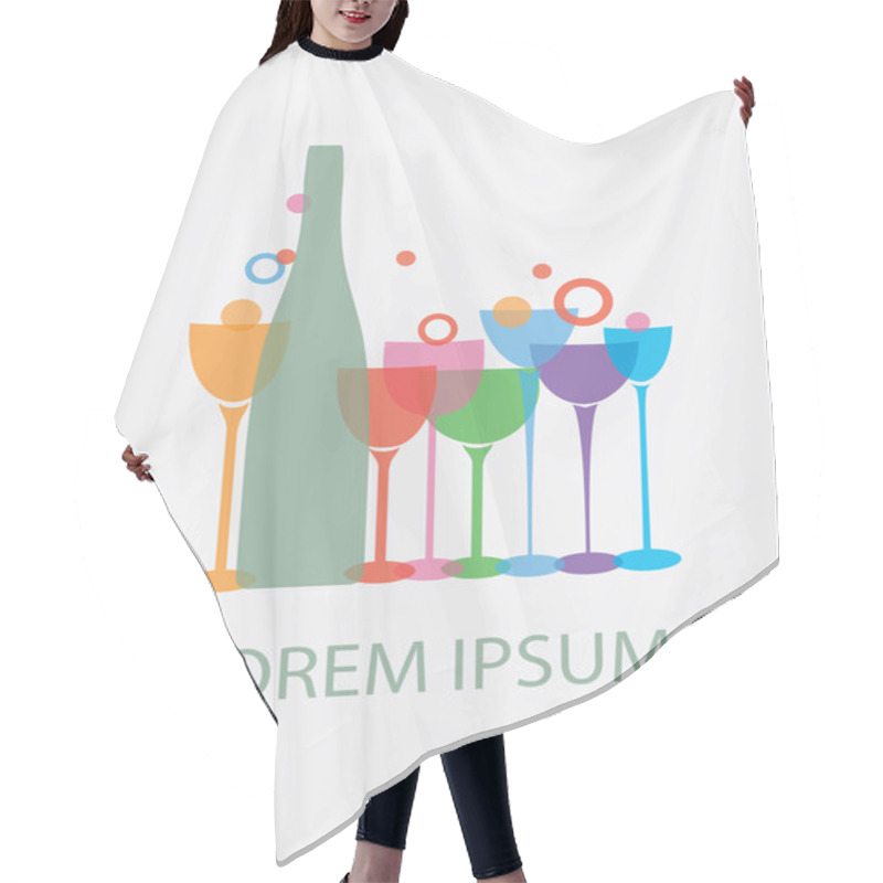 Personality  Vector Wine Glasses Hair Cutting Cape