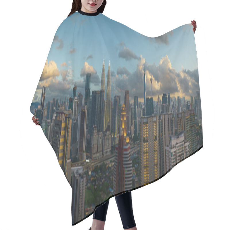 Personality  Panorama Aerial Evening View Of Beautiful Kuala Lumpur City Skyline. Malaysia Hair Cutting Cape