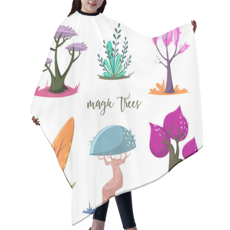 Personality  Magic Trees Set. Isolated Elements. Cartoon Vector Illustration Hair Cutting Cape