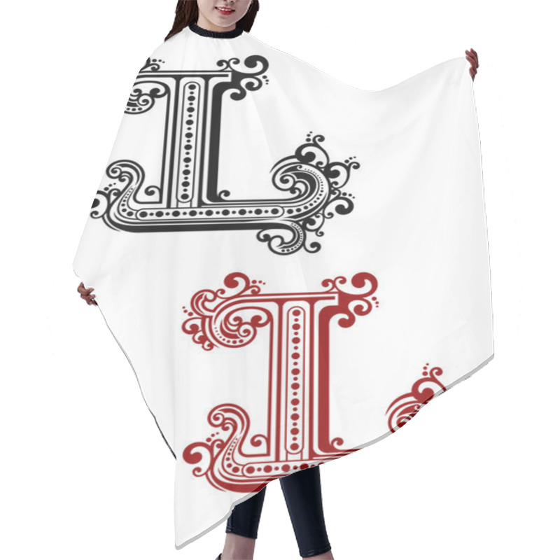 Personality  Gothic Letter L With Ornamental Curlicues  Hair Cutting Cape