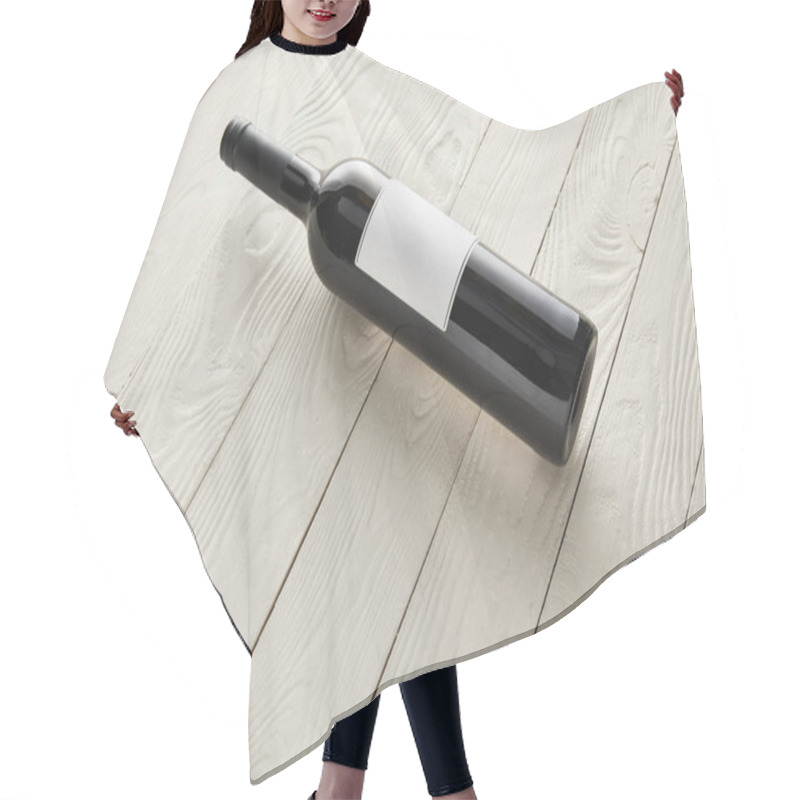 Personality  Bottles With Wine And Blank Label On White Wooden Surface Hair Cutting Cape