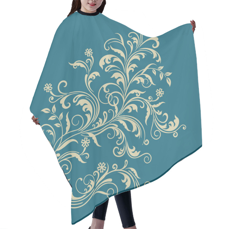 Personality  Floral Ornament On Turquoise Background Hair Cutting Cape