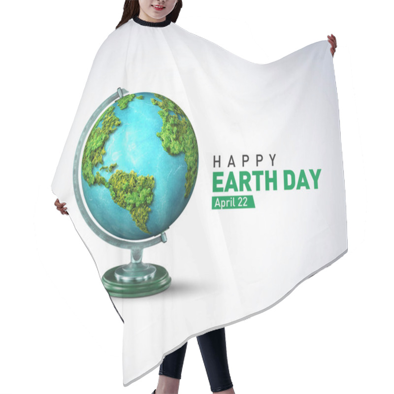 Personality  Earth Day Concept. 3d Eco Friendly Design. Earth Map Shapes With Trees Water And Shadow. Save The Earth Concept. Happy Earth Day, 22 April. Hair Cutting Cape