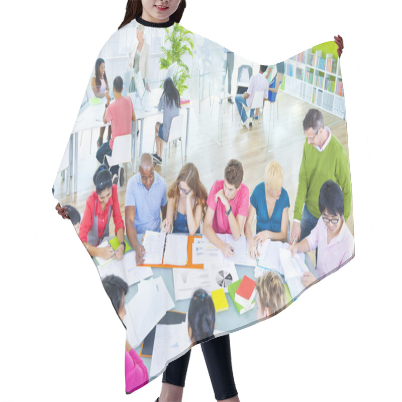 Personality  Group Of Students In Classroom Hair Cutting Cape