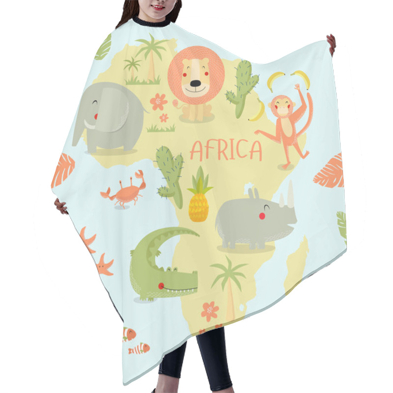 Personality  Map Of Africa With Animals  Hair Cutting Cape