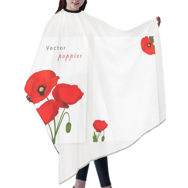 Personality  Template Card With Red Flowers Poppies Hair Cutting Cape