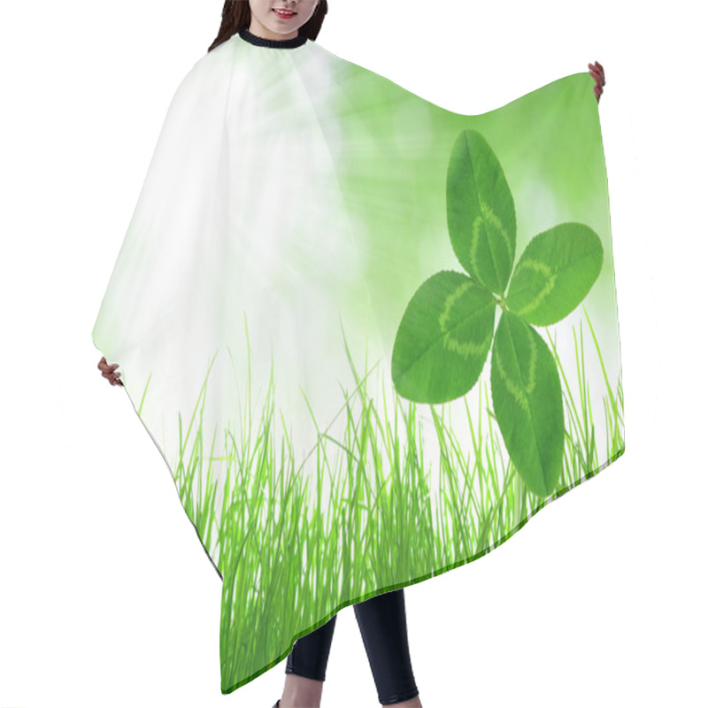 Personality  Fresh Green Grass With Clover Hair Cutting Cape