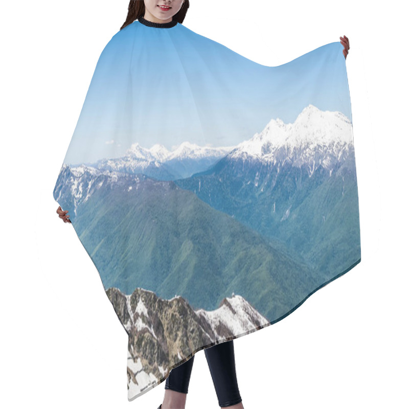 Personality  Mountain Valley With Snow-capped Mountain Peaks Hair Cutting Cape