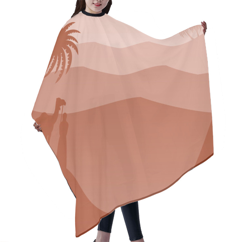 Personality  Layered Landscape Background: Desert Red Hair Cutting Cape