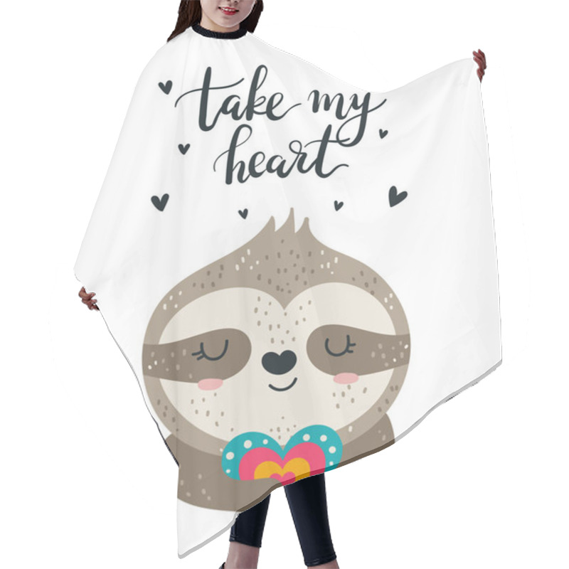 Personality  Vector Hand Drawing Poster With Cute Sloth And Lovely Slogan For Hair Cutting Cape