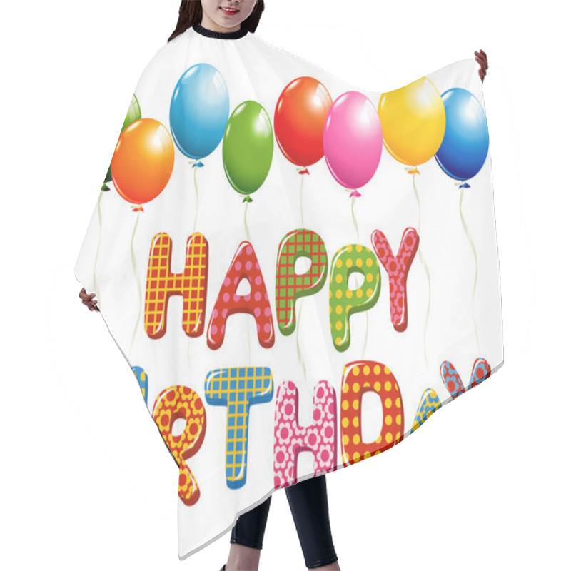 Personality  Happy Birthday Letters With Balloons Hair Cutting Cape