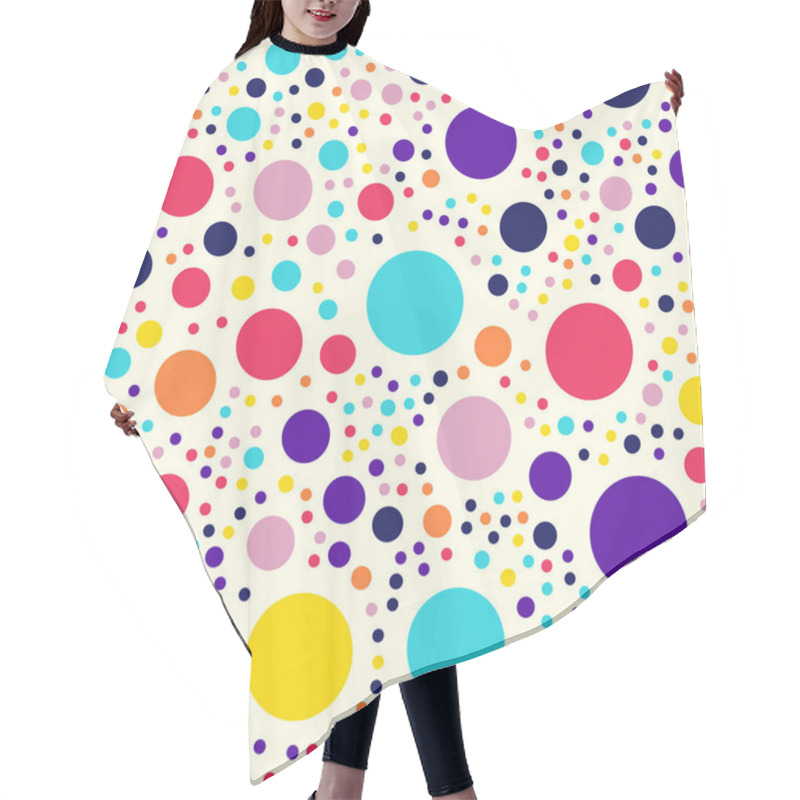 Personality  Memphis Style Polka Dots Seamless Pattern On Milk Background Pleasant Modern Memphis Polka Dots Hair Cutting Cape