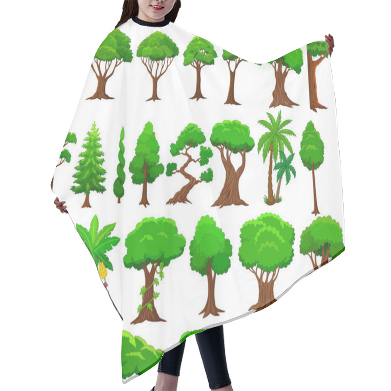 Personality  Set Of Cartoon Trees And Bushes Hair Cutting Cape