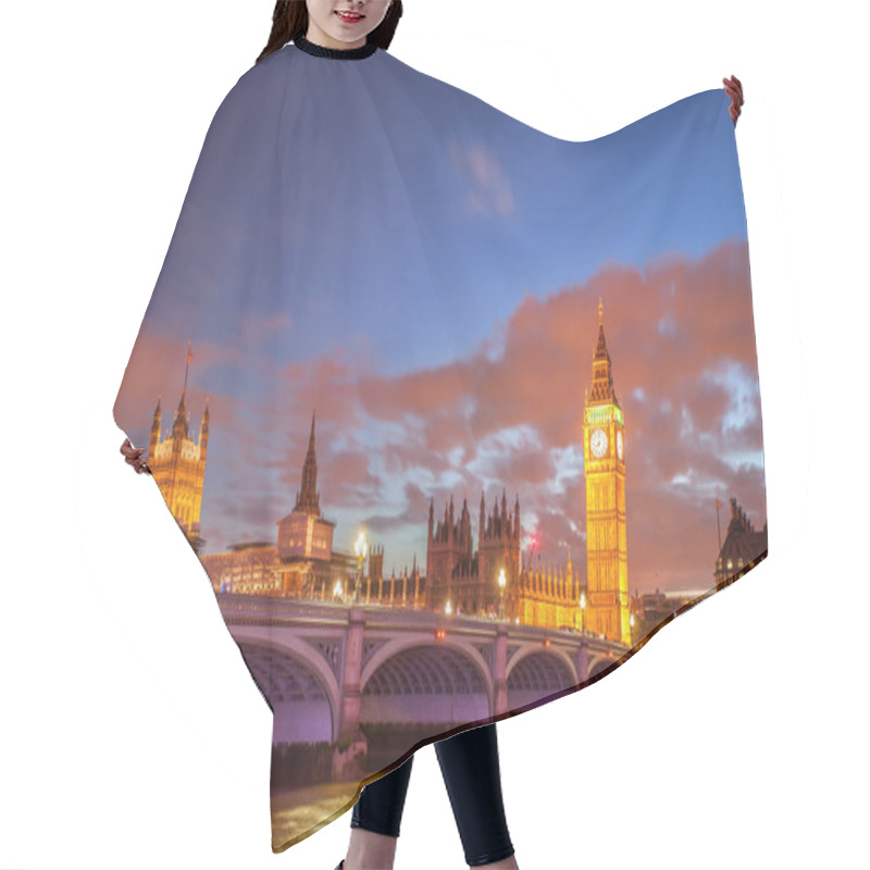 Personality  Big Ben With Bridge In The Evening, London, England, UK Hair Cutting Cape