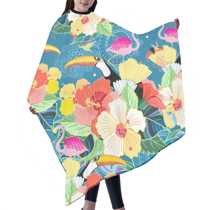 Personality  Tropical Pattern With Birds Hair Cutting Cape