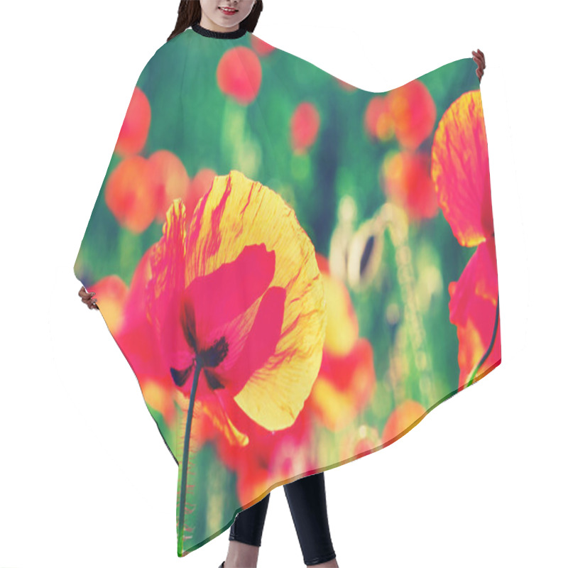 Personality  Red Poppy Flowers Hair Cutting Cape