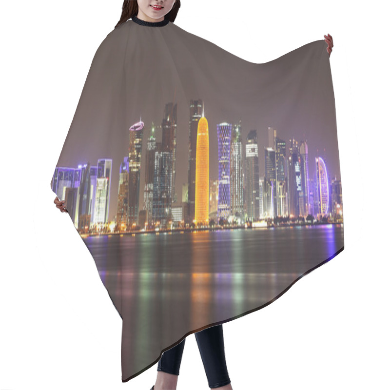 Personality  Doha Skyline At Night, Qatar, Middle East Hair Cutting Cape