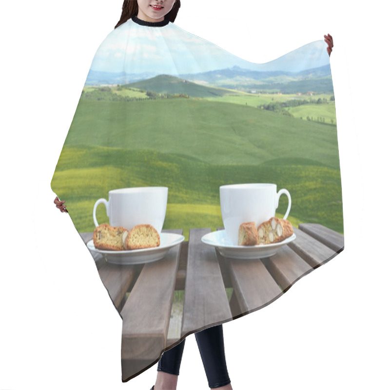 Personality  Coffee Cups And Cantuccini In Tuscan Hair Cutting Cape