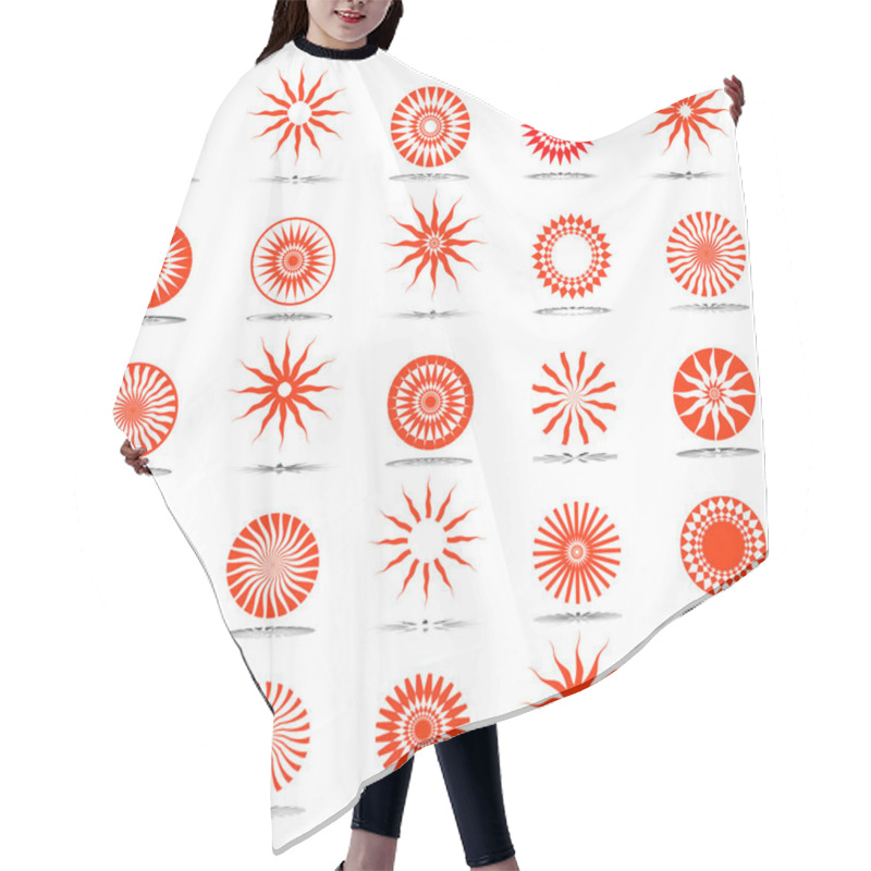 Personality  Sun Icons. Design Elements Set. Hair Cutting Cape