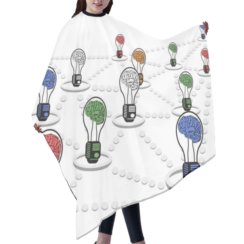 Personality  Brain Light Bulb Net Work Hair Cutting Cape