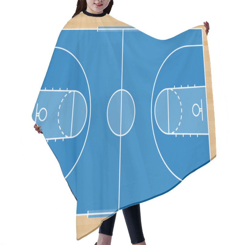 Personality  Basketball Court Floor With Line On Wood Pattern Texture Background. Basketball Field. Vector Illustration. Hair Cutting Cape