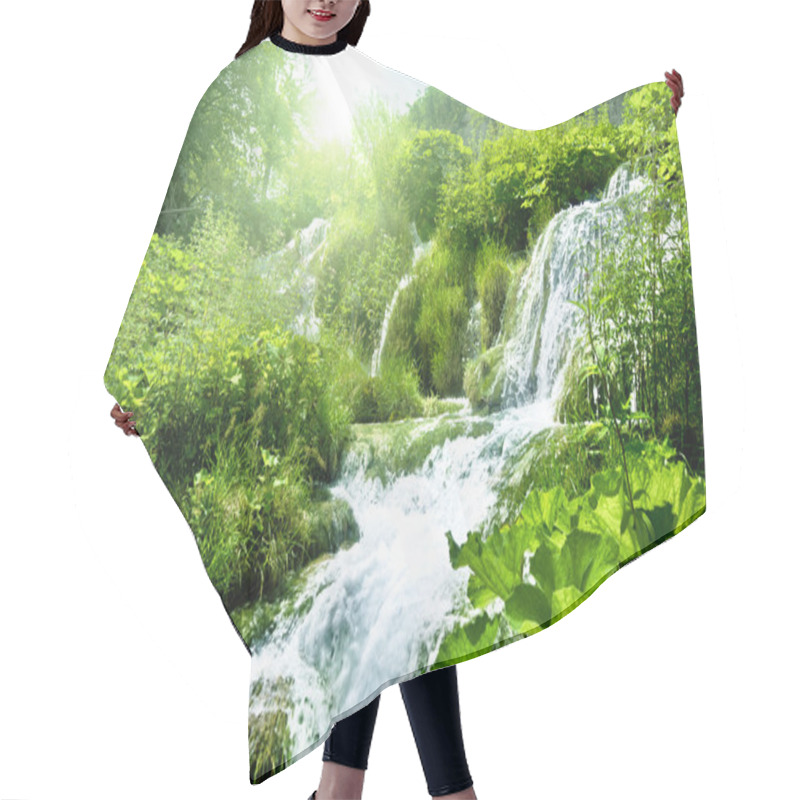 Personality  Waterfall In Deep Forest Hair Cutting Cape