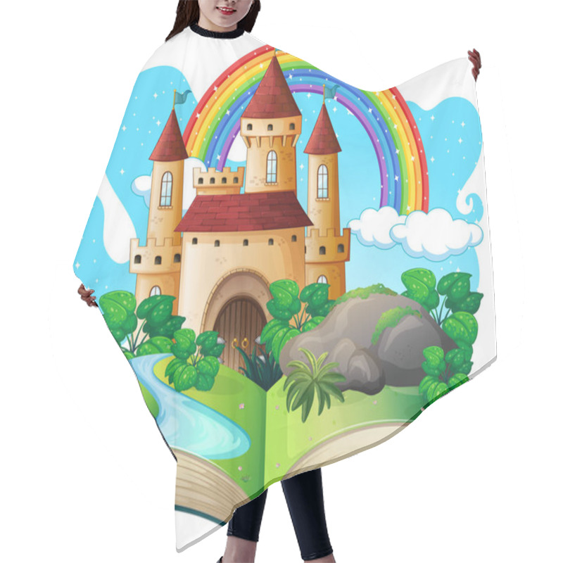 Personality  3D Pop Up Book With Castle Fairy Tale Theme Illustration Hair Cutting Cape