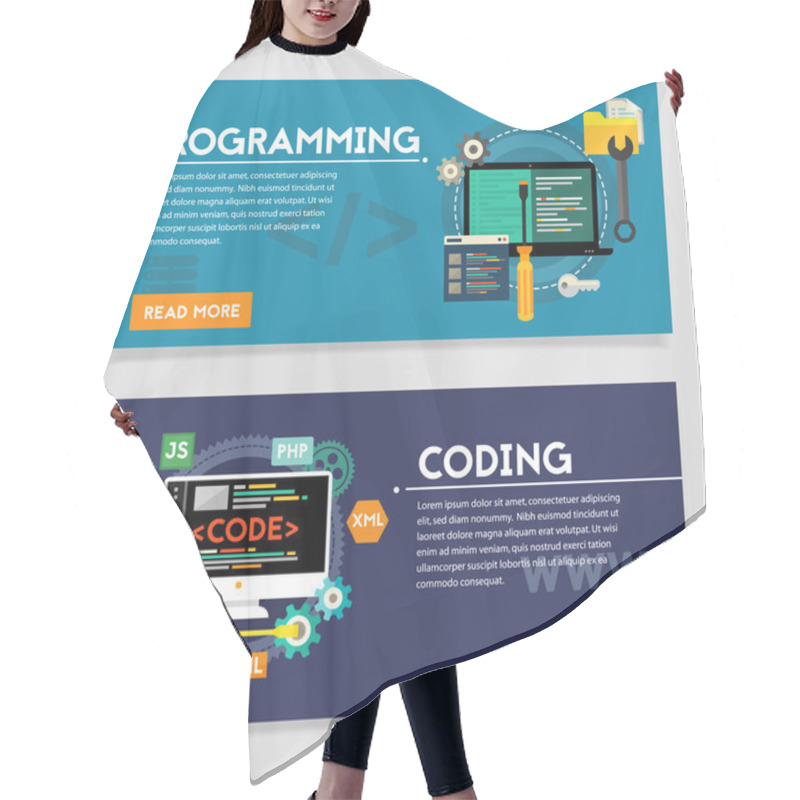 Personality  Programming And Coding Concept Banners Hair Cutting Cape