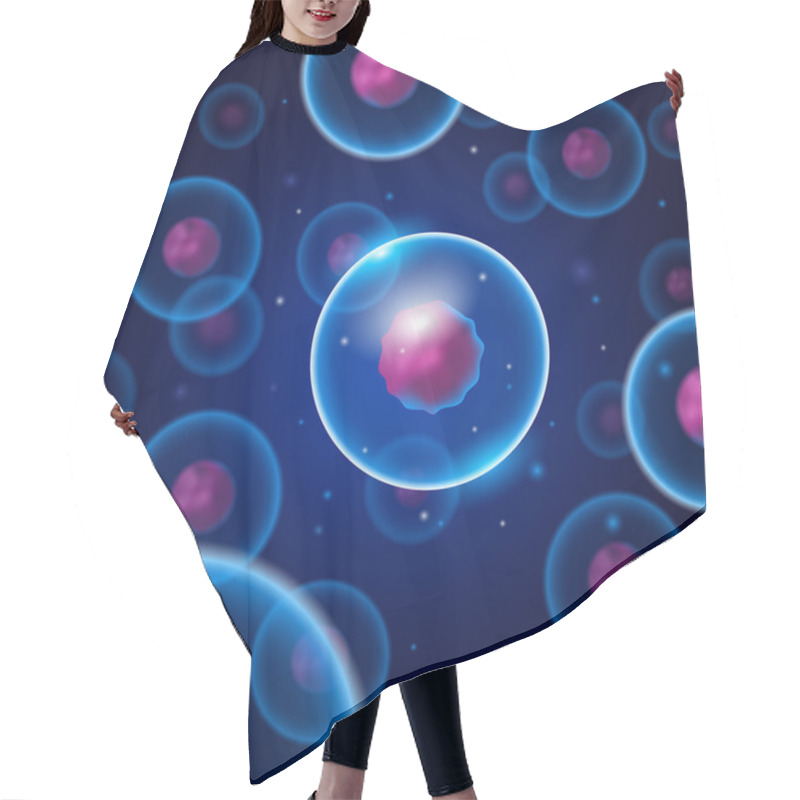 Personality  Detailed vector illustration of round membrane cells hair cutting cape