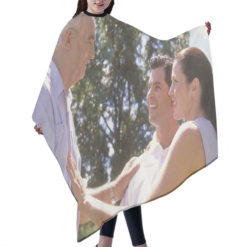 Personality  Portrait Of A Happy Family, Kinship Concept  Hair Cutting Cape