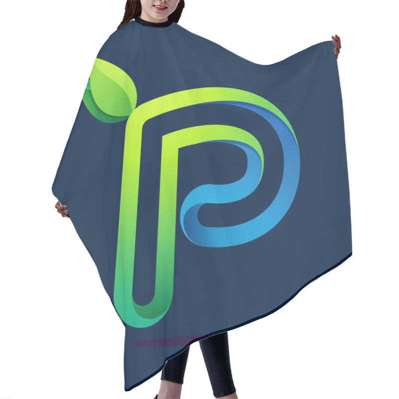 Personality  P Letter With Green Leaves Hair Cutting Cape