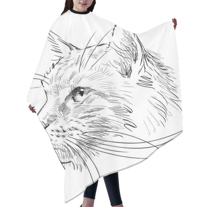 Personality  Sketch Of Cat Head Hair Cutting Cape