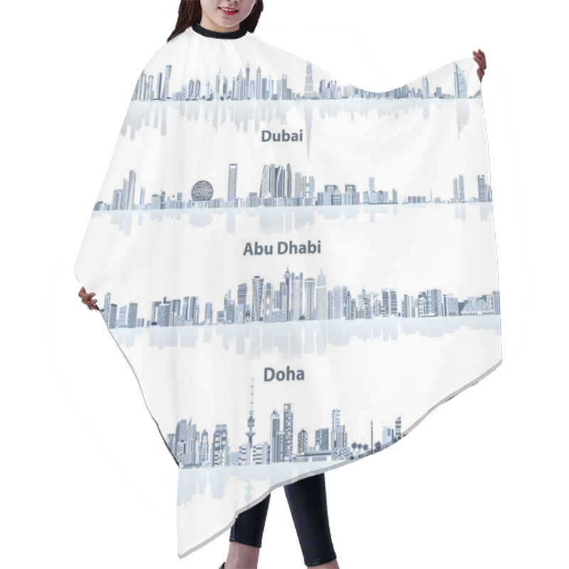 Personality  Abstract Vector Illustrations Of Dubai, Abu Dhabi, Doha And Kuwait City Skylines Hair Cutting Cape