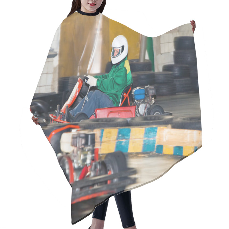 Personality  The Man At The Wheel Go-cart Racing On Training Hair Cutting Cape