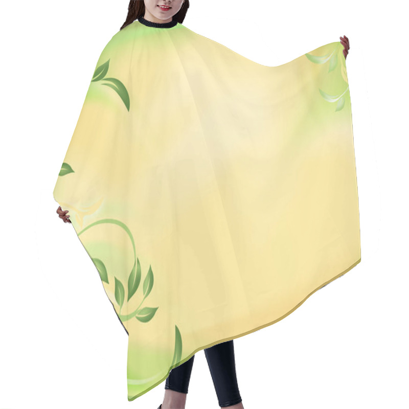 Personality  Green Flowers On Yellow Background Hair Cutting Cape